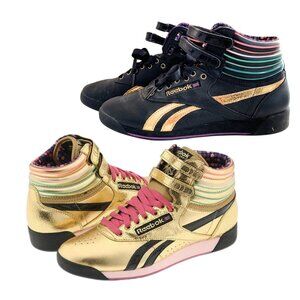 Reebok Metallic Retro Hi High Top Freestyle Rare Vintage Velcro Strap 8.5 2 PACK